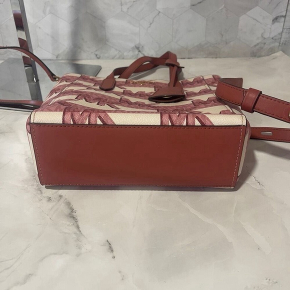 Michael Kors Sinclair Shopper Tote With Matching Wallet Set Pink White Cinnamon - Picture 4 of 10